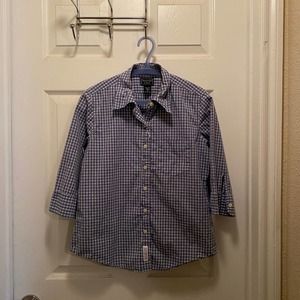Abercrombie & Fitch Blue Plaid 3/4 Sleeve Button down -Small